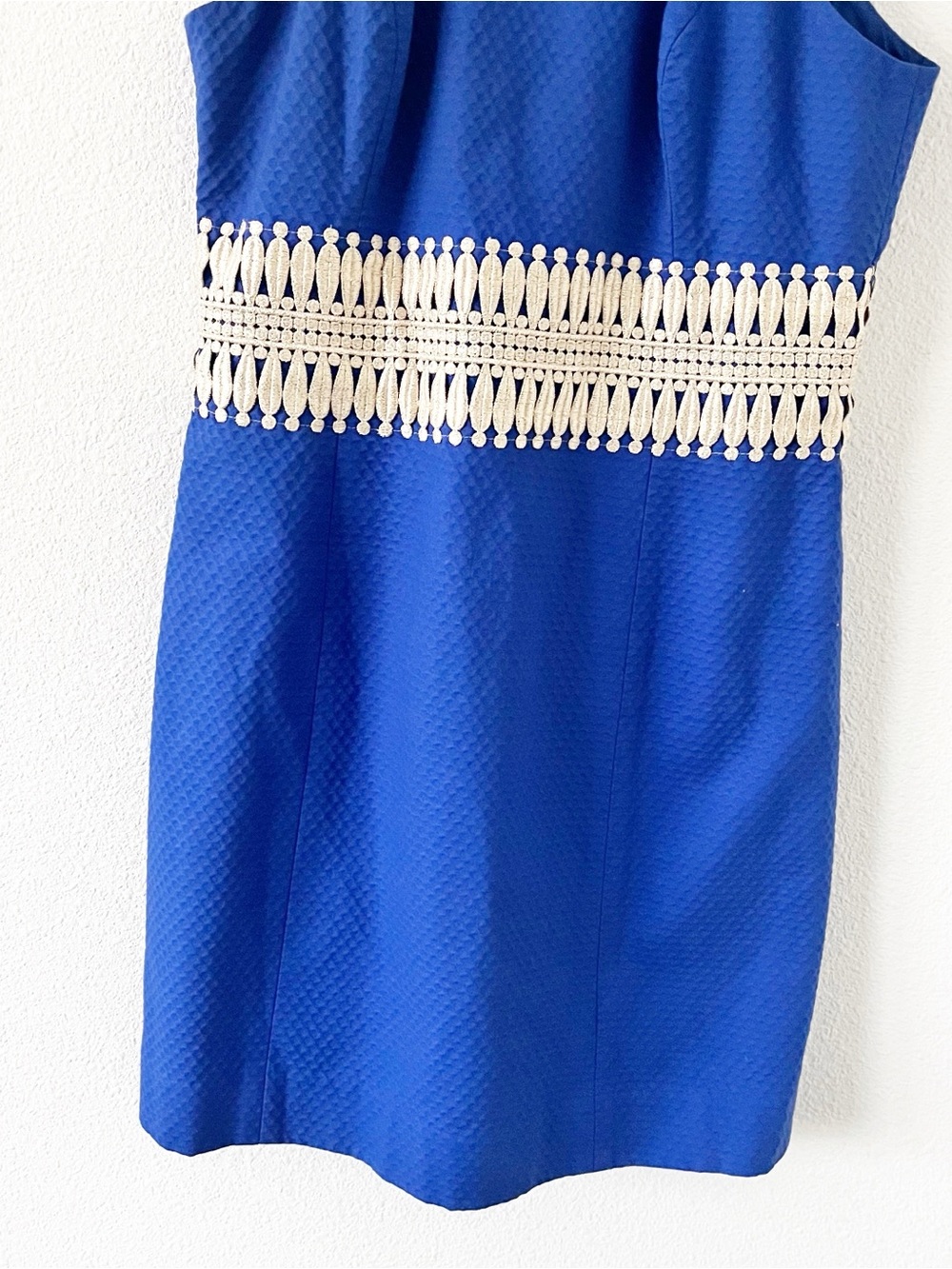 Lilly Pulitzer Ashlyn Bomber Blue Lace Trim Sleeveless Cocktail Mini Dress - Picture 5 of 10